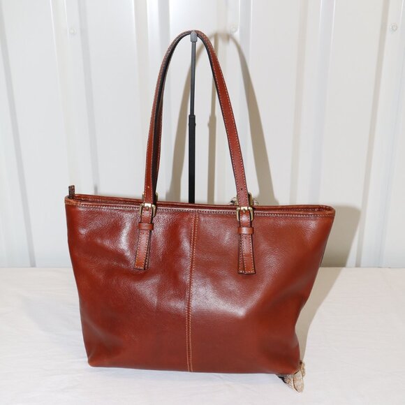 Gianni Conti Womens Brown Leather Tote Bag Large Buckle Adjust Straps With *Flaw - Picture 2 of 13